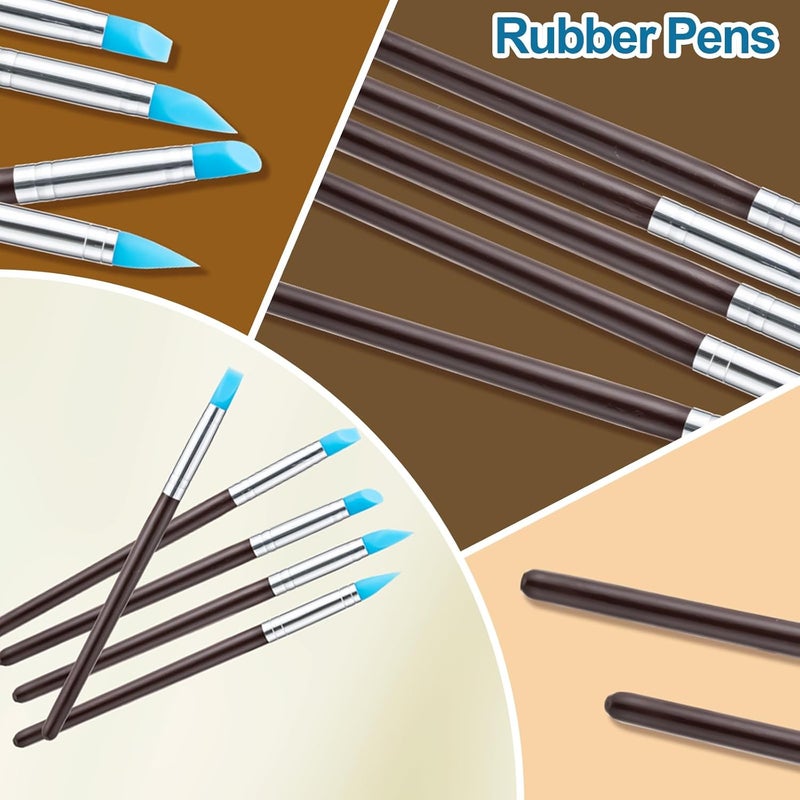 Amrules 10Pcs Clay Sculpting Tools, Practical Dual-End Rubber Pens and Dotting Tools Kit for Adults, Rock Painting, Nail Art, Carving, Drawing, Art Modeling, Shaping, Pottery Craft, Silicone Brushes - Image 4